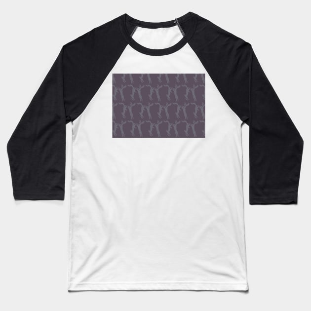 Boxing Hares - Aubergine Baseball T-Shirt by lottibrown